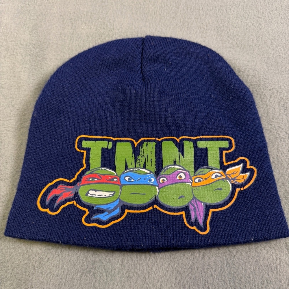 TMNT Teenage Mutant Ninja Turtles Beanie Hat Navy Blue Knit Viacom 2016 OSFM